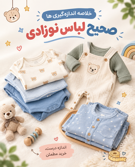 راهنمای جامع اندازهگیری صحیح لباس نوزاد
