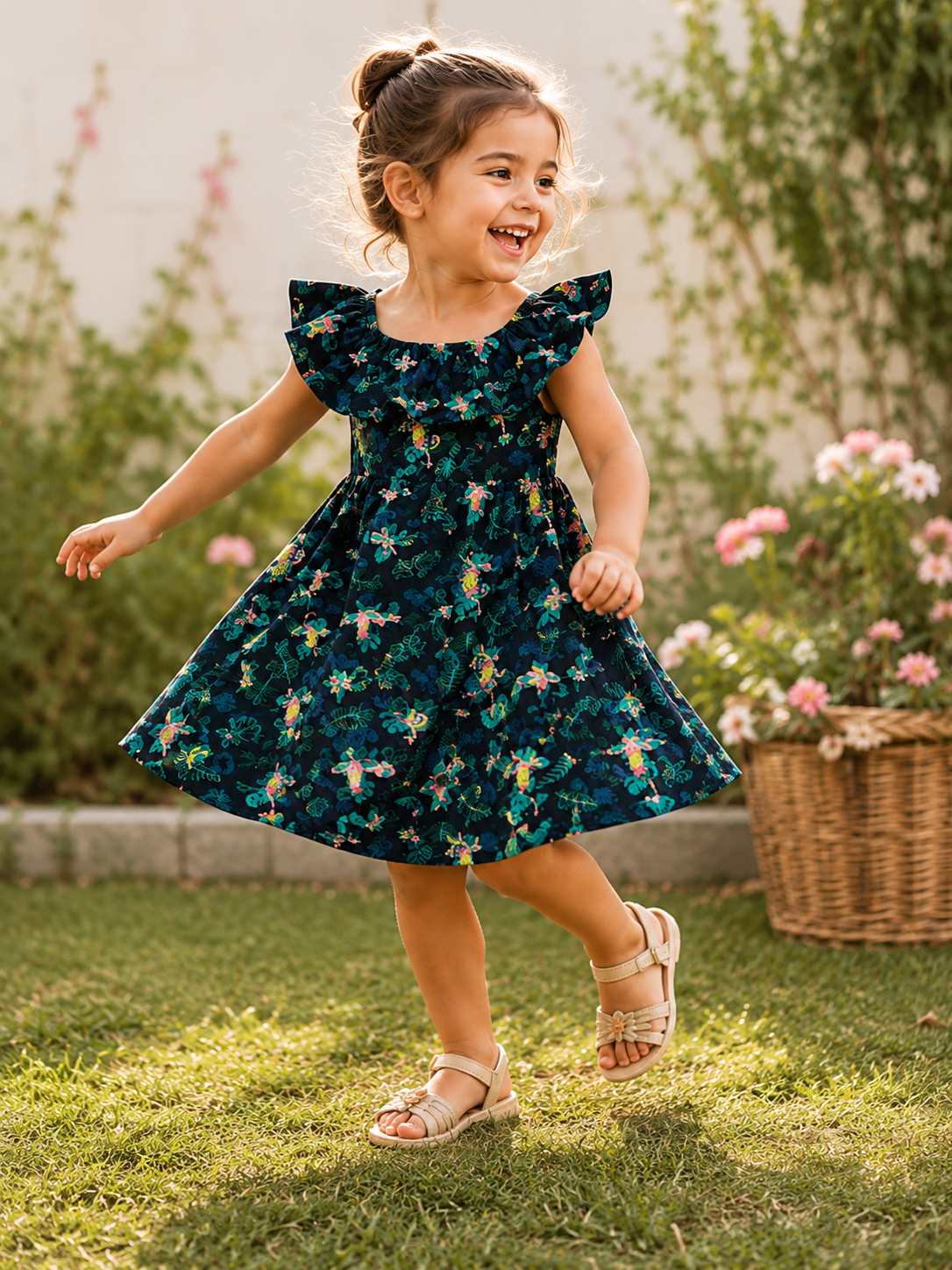 Kiabi Girls’ Floral Ruffle Dress
