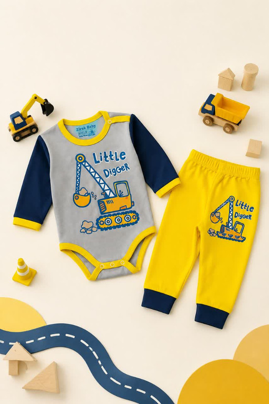 ست سهتکه نوزادی Zirak Baby طرح Little Digger