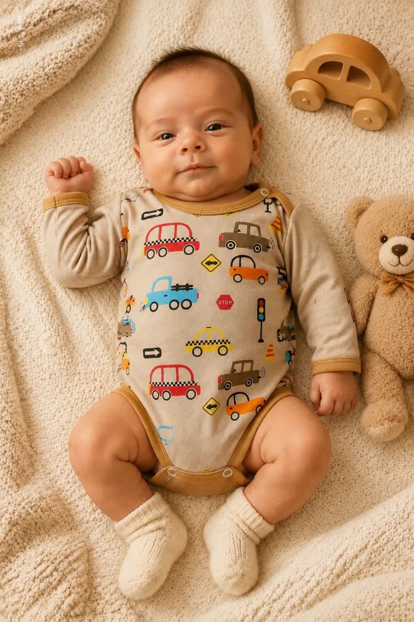 بادی آستین بلند نوزادی طرح ماشین Zirak Baby سایز ۰