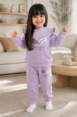 Girls Leaf Print Sweatshirt and Pants Set