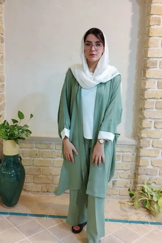 ست سه تکه زنانه شانتون مانتو، تاپ و شلوارL1131