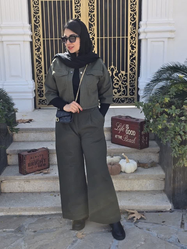 شلوار فول بگ زنانه کتان گرم بالا کمر کش L 1258
