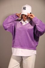 شومیز مخملی بنفش