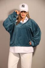 شومیز مخملی سبز