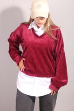 شومیز مخملی قرمز