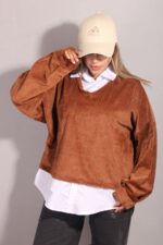 شومیز مخملی قهوه ای