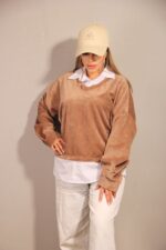 شومیز مخملی کاراملی