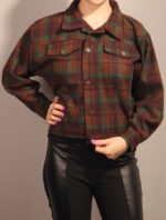 کت چهار خونه کوتاه قهوه ای