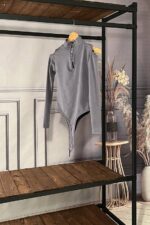 بادی زیپ دار طوسی