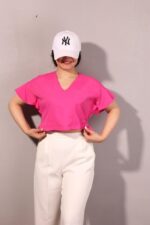 شومیز کراپ صورتی