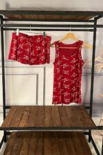 تاپ و شلوارک دخترانه قرمز