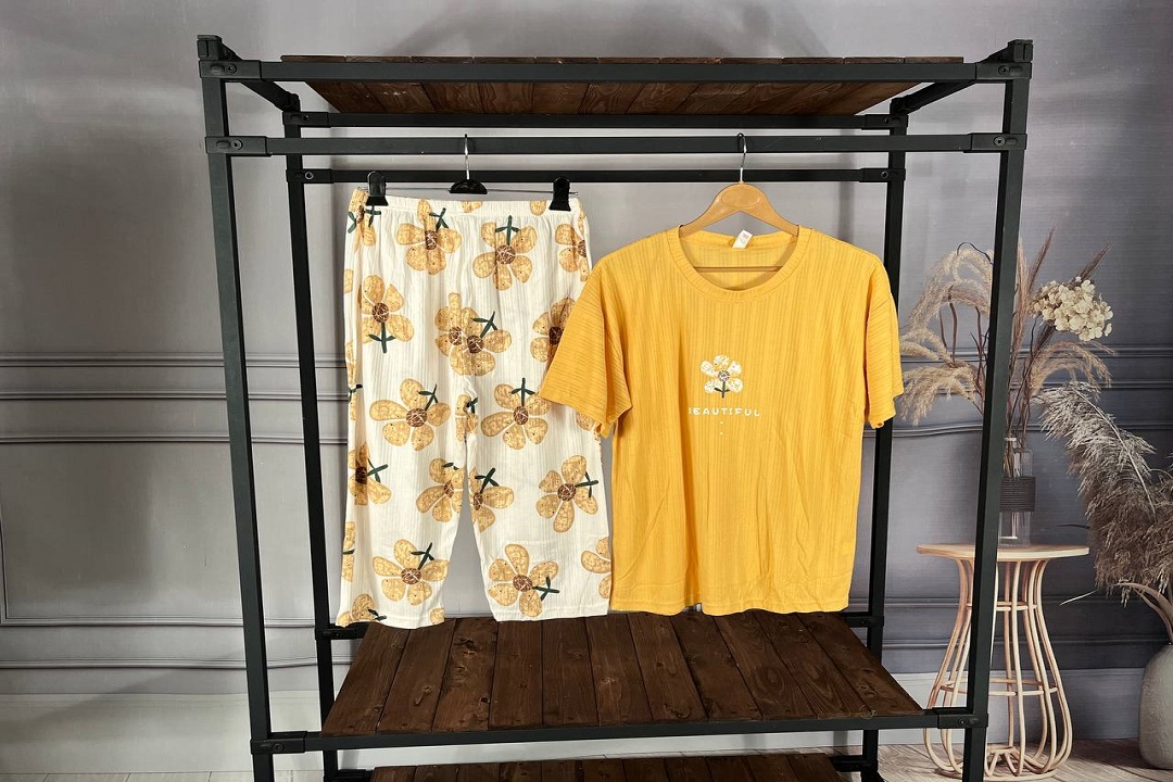 تیشرت شلوار گل دخترانه نخ پنبه