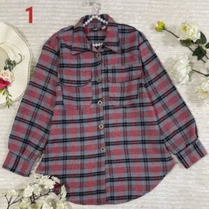 پیراهن چهارخانه زمستانی زنانه شکت گرم زنانه پیراهن فلانلی قرمز و مشکی پیراهن دخترانه پاییزه پیراهن بلند چهارخانه
