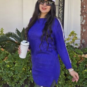 بافت آبی با دو خط سفید بافت زنانه قسطی بافت دخترانه اسنپ پی