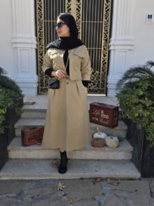 مدل دامن کتان در 4 رنگ کرم، خاکی، سبز تیره و سبز پاستیلی.