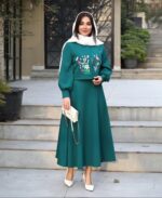 کت و دامن گلدوزی کله غازی با پارچه سوپر مازراتی، مناسب سایزهای 46 و 48، خرید 4 قسطه از لیمامد