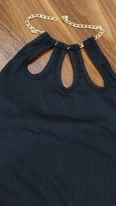 سارافون فانریپ سه اشک یقه زنجیر با جنس فانریپ کشسان، سایز فری و طراحی خاص یقه زنجیر طلایی