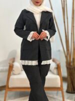 کت و شلوار دیپلمات زنانه مشکی - فری سایز 40 تا 46 کت شلوار اسنپ پی