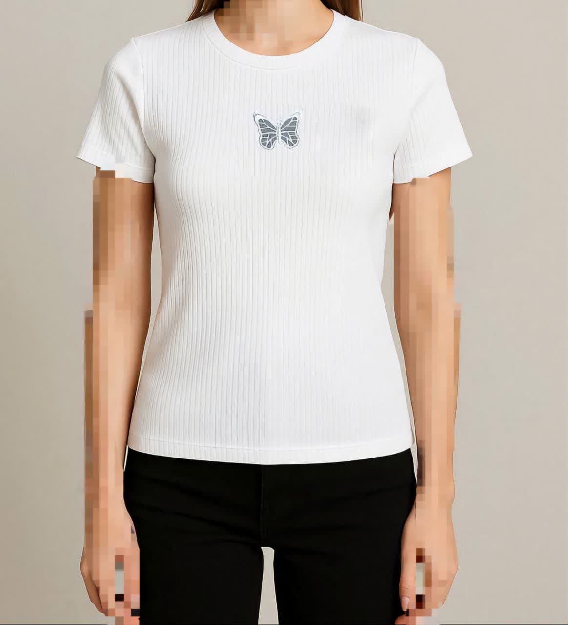 کراپ زنانه، کراپ فانریپ، کراپ گلدوزیدار، لباس اسپرت زنانه، تیشرت دخترانه تابستانی، لباس فری سایز، کراپ سفید پروانه، خرید اقساطی لباس، اسنپپی، فروشگاه لیما مد