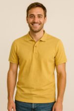 مردی با پولوشرت آجری رنگ BYH قواره کوچک و تنخور جذب – سایز 2XL