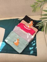 ست لباس خانگی زنانه, تیشرت و شلوارک سبز, ست راحتی طرح روباه, لباس خانگی دخترانه, ست تابستانی زنانه, لباس راحتی نخی, ست لباس خواب زنانه, لباس راحتی شیک, ست راحتی خنک, لباس خانگی با طرح فانتزی