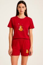 ست تیشرت و شلوارک زنانه طرح روباه با رنگ‌بندی متنوع و جنس نخ پنبه، مناسب استفاده روزمره و خرید چهار قسطه از اسنپ‌پی