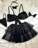 : کاستوم گربه‌ای دامنی پنج‌تیکه Queen Lingerie در رنگ‌بندی خاص با امکان خرید قسطی از اسنپ پی