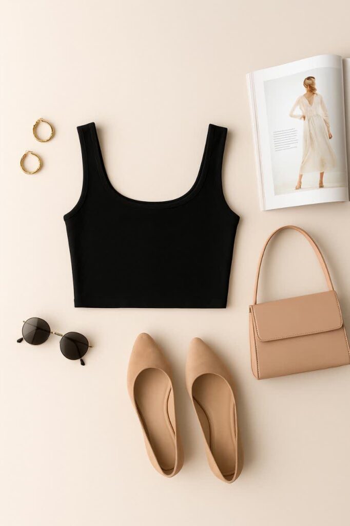 کراپ‌تاپ, لباس زنانه, تاپ کوتاه, فشن زنانه, استایل تابستانی, پوشاک روزمره, لباس کژوال, لباس اسپرت, ترند مد, شیک, استایل خیابانی, لباس مهمانی, تاپ تابستانی, مد روز, لباس جذاب