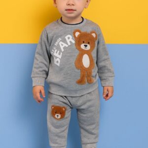 بلوز و شلوار طرح خرس ایستاده, ست اسپرت دخترانه, لباس راحتی ملانژ, خرید آنلاین بلوز و شلوار, ست خرس فانتزی, خرید چهارقسطه اسنپ‌پی, بلوز و شلوار طوسی, لباس روزمره اسپرت, ست اسپرت سایز ۳۵ و ۴۰, لباس ملانژ لاکرادار