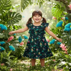 پیراهن دخترانه, پیراهن دخترانه کیابی, لباس کودک, لباس دخترانه گلدار, پیراهن نخ پنبه, خرید قسطی لباس کودک, اسنپ پی